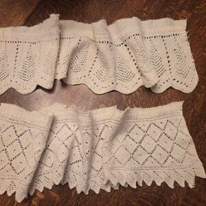 Vintage Handmade Ecru Crocheted Lace Two Patterns